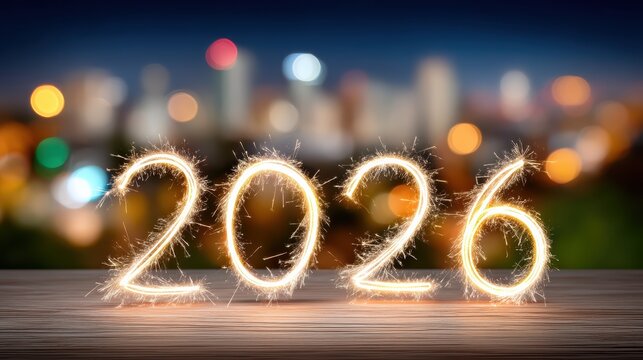 Light painting with sparklers on night sky background