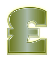 Great Britain Pound Sterling Symbol with Green Glow