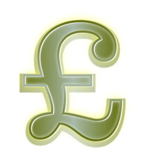Great Britain Pound Sterling Symbol with Green Glow