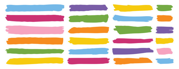 Hand drawn colored underline strokes grunge style decorative design