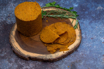 Vegan ham made of  wheat gluten, aka seitan.