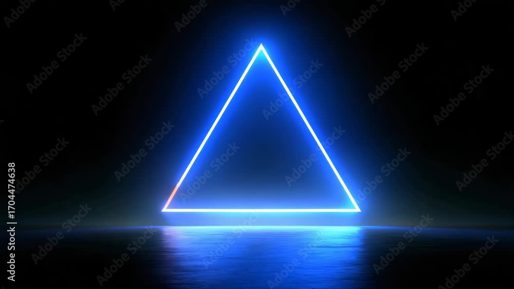 Poster Illuminated triangle shape glowing in darkness for artistic display