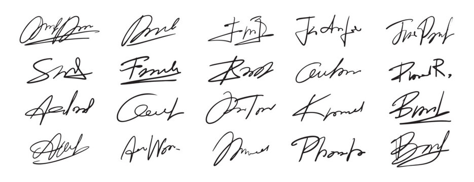 Hand drawn fake autograph doodle set signature sketches design