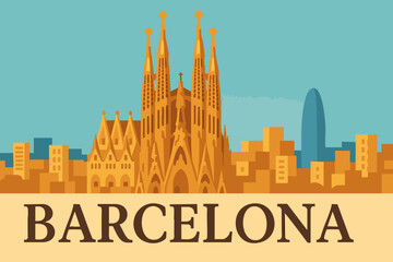 Fototapeta premium Sagrada Familia Barcelona and City View