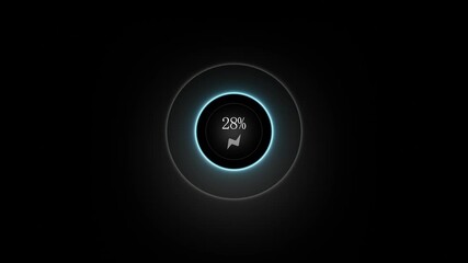 Circular progress indicator displaying 45 percent with a glowing blue outline and lightning bolt symbol