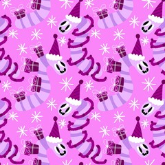 Christmas kids caterpillars seamless worms pattern for fabrics and textiles and packaging and linens and winter wrapping paper