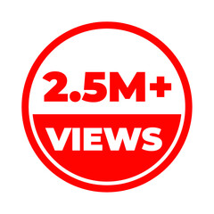 2.5 Million views png, Trending content graphic, Social media highlight, Digital engagement visual