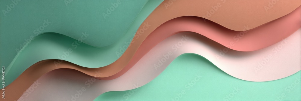 Poster curvy abstract design featuring layered pastel colors in a smooth flowing pattern