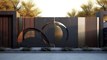 Elegant Modern Gate with Geometric Design and Natural Light Integration showcasing architectural