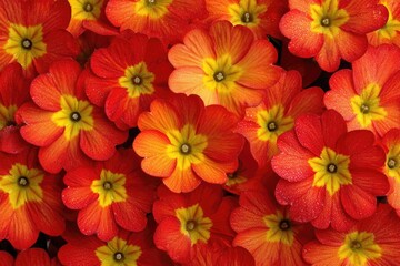 Close-up view of vibrant red and yellow flowers.