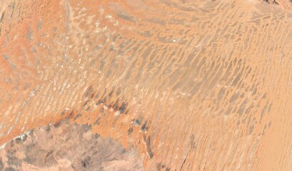 Sahara Desert: High-Resolution Satellite View of Abstract Patterns and Dunes