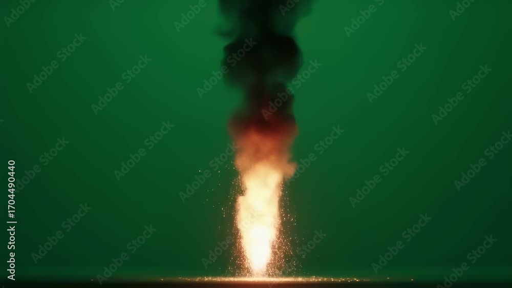 Poster slowmotion shot of a spark from a match flare bursting into a fiery glow then sputtering and dying o