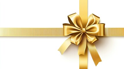 Fototapeta premium Golden ribbon and bow on white background
