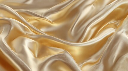 luxurious golden and cream satin fabric draping elegantly showcasing smooth textures and sheen