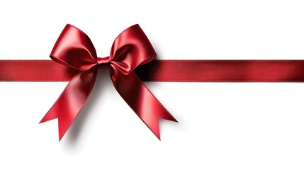 Fototapeta premium Red ribbon with bow on white background