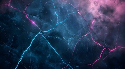 A striking image of dark blue and purple marble, highlighted with vibrant neon streaks, creating a dramatic and electrifying visual effect.