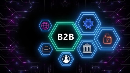 Business button b2b lock on virtual digital electronic user interface. Businessman counts dollars not in the background - Powered by Adobe