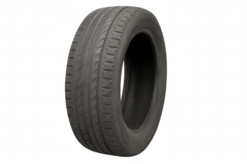 Photorealistic 3d rendering showcasing detailed car tire tread pattern, isolated on transparent background for automotive design applications