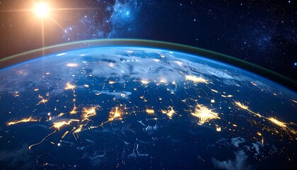 Stunning View of Earth from Space at Night.