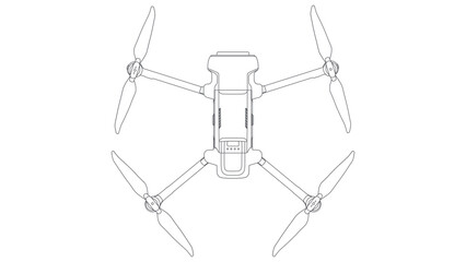 Drone FPV Line Stroke. Drone Vector Isolated. White Background. NEW 1004