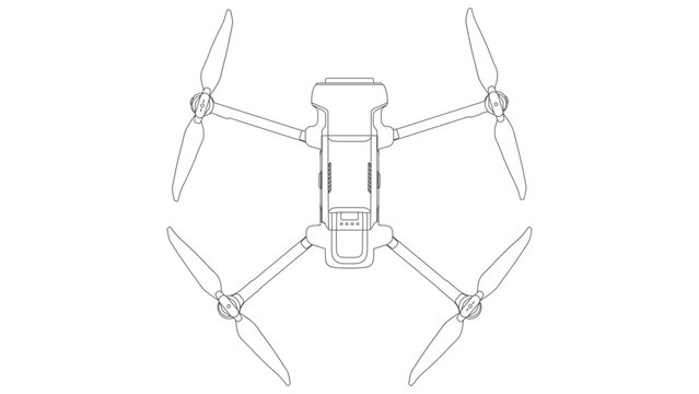 Drone FPV Line Stroke. Drone Vector Isolated. White Background. NEW 1004