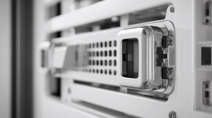 Focused view of expandable modular appliance unit with adjacent components out of focus showcasing adaptability in compact spaces.