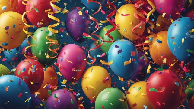 vibrant celebration party decorations with colorful balloons confetti streamers candles and festive elements for joyful special events