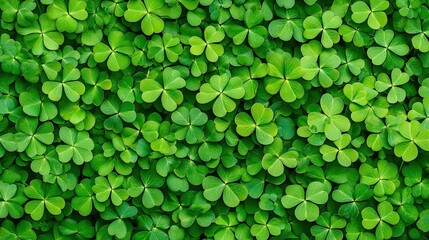 Vibrant green clover leaves natural background