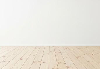 Empty Room with Light Wooden Floor and White Walls.