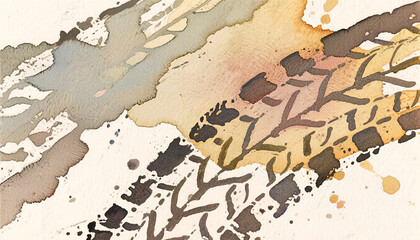Naklejka premium Abstract watercolor art depicting tire tracks on textured background 