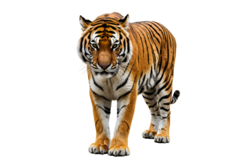 Majestic Bengal Tiger Standing Proudly Against a White Background