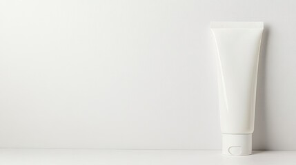 White cosmetic tube on white background mockup