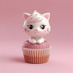 3D rendering of a kawaii cat figurine shaped like cat ears