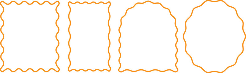Wavy geometric Frames collection. Abstract borders rectangle, oval.