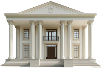 Obraz premium Grand mansion facade with neoclassical architectural features on transparent background