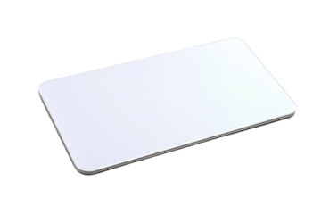 Sleek white card with rounded corners mockup on transparent background