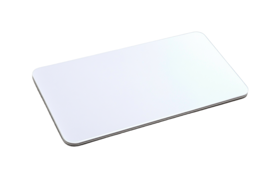 Sleek white card with rounded corners mockup on transparent background