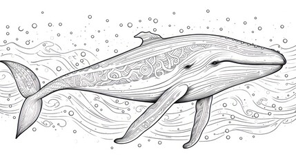 Fototapeta premium Ornate whale illustration