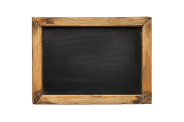 Rustic wooden framed blackboard with blank surface ready on transparent background