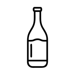 Minimalist thin black outline icon of a classic wine bottle vector illustration scalable