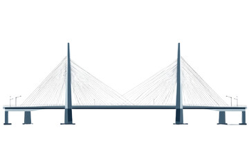Obraz premium Modern cable-stayed bridge illustration with minimalist design on transparent background
