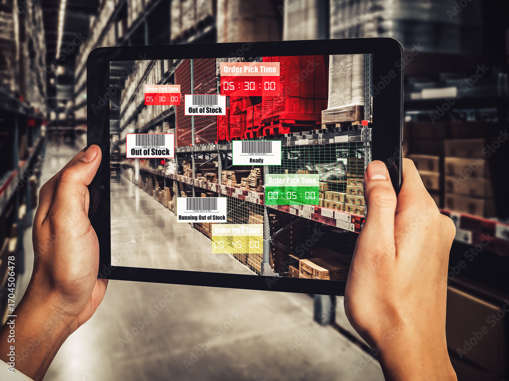 Poster smart warehouse management system using augmented reality technology to identify package picking and