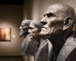Bronze Busts In A Museum Gallery