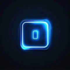 Neon square digit zero