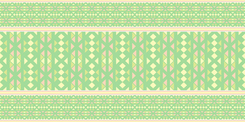 Seamless floral pattern with green stripes and leaves for vintage wallpaper and fabric design