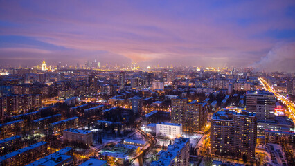 Fototapeta premium Panoramic view of the building from the roof of center Moscow timelapse, Russia