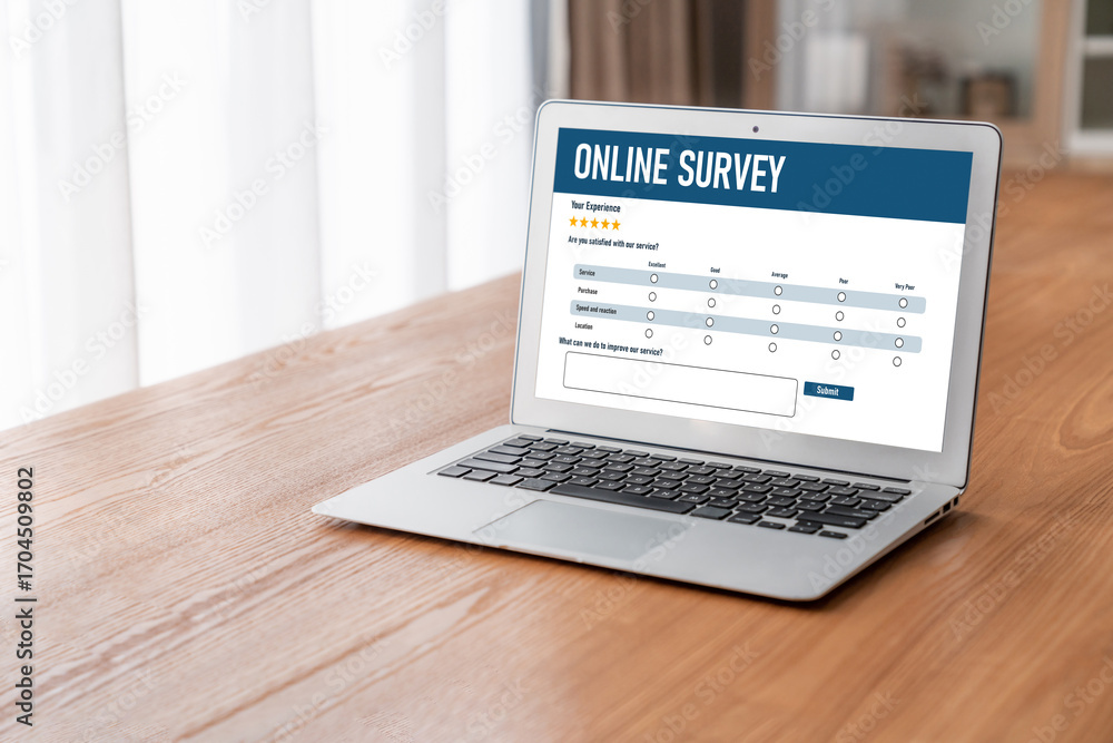 Poster online survey form for modish digital information collection on the internet network