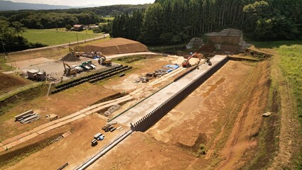 砂防ダムの基礎工事