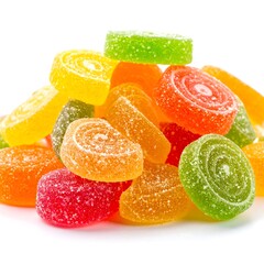 Colorful fruit-flavored jelly candies piled high