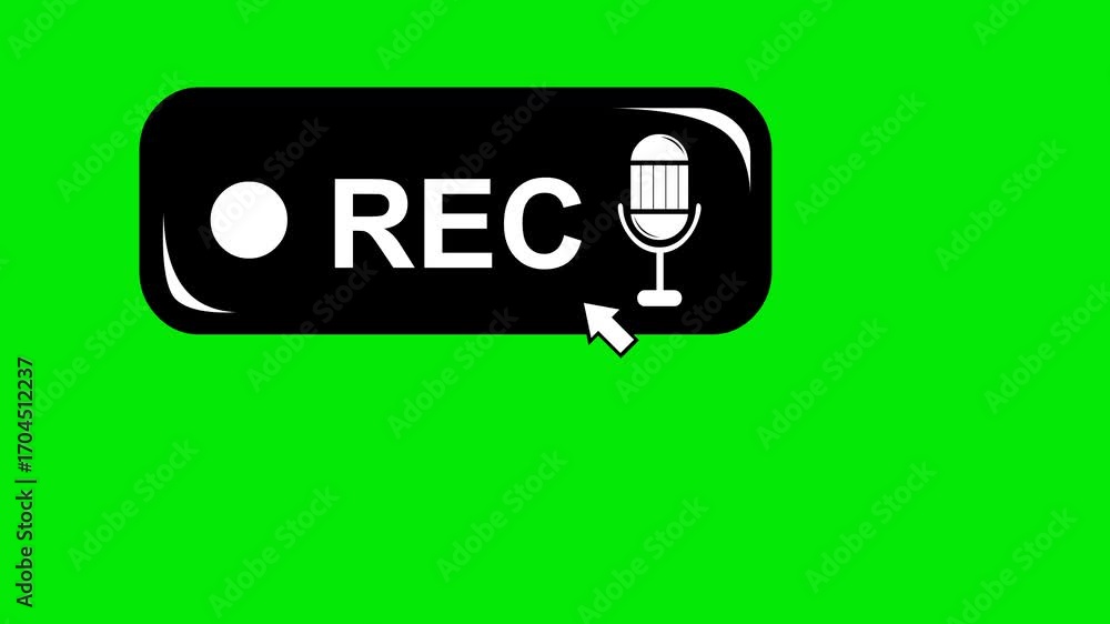 Poster video animatio black and white concept icon click computer cursor mouse rec audio button digital, on
